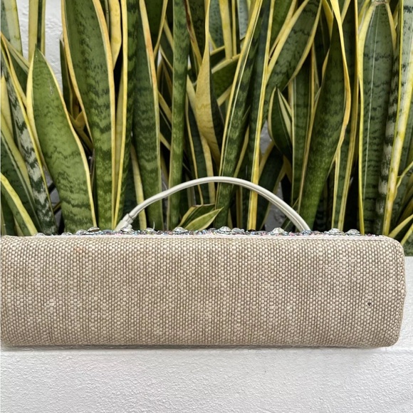 Floral Needlework Embroidery Jeweled Carpet Bag Pink Purple Purse Vintage 60s - Picture 7 of 9